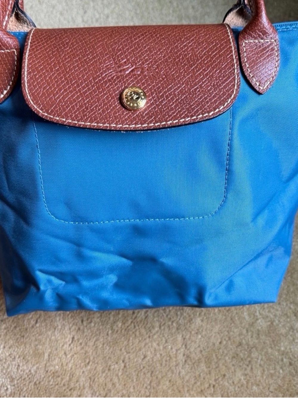 Small Longchamp Le Pilage Bag Blue - Picture 2 of 5